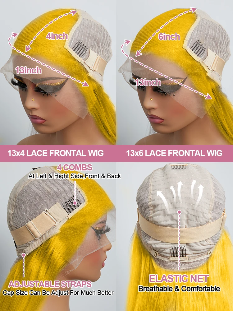 30 40 Inches Light Yellow Straight 13x6 HD Lace Frontal Wigs Human Hair 613 Colored 13x4 Lace Front Wig For Women Pre Plucked image 6