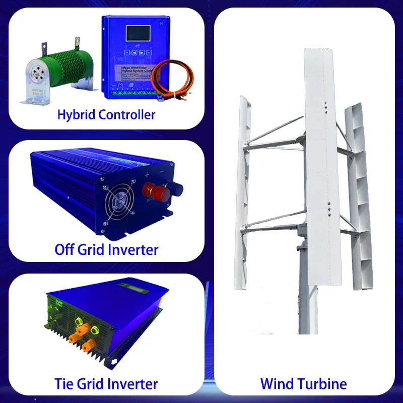 10KW 20KW 30KW مولد تربيني الرياح العمودي 12 فولت-220 فولت الطاقة الحرة المولدات المغناطيسية مع شبكة التعادل العاكس للاستخدام المنزلي