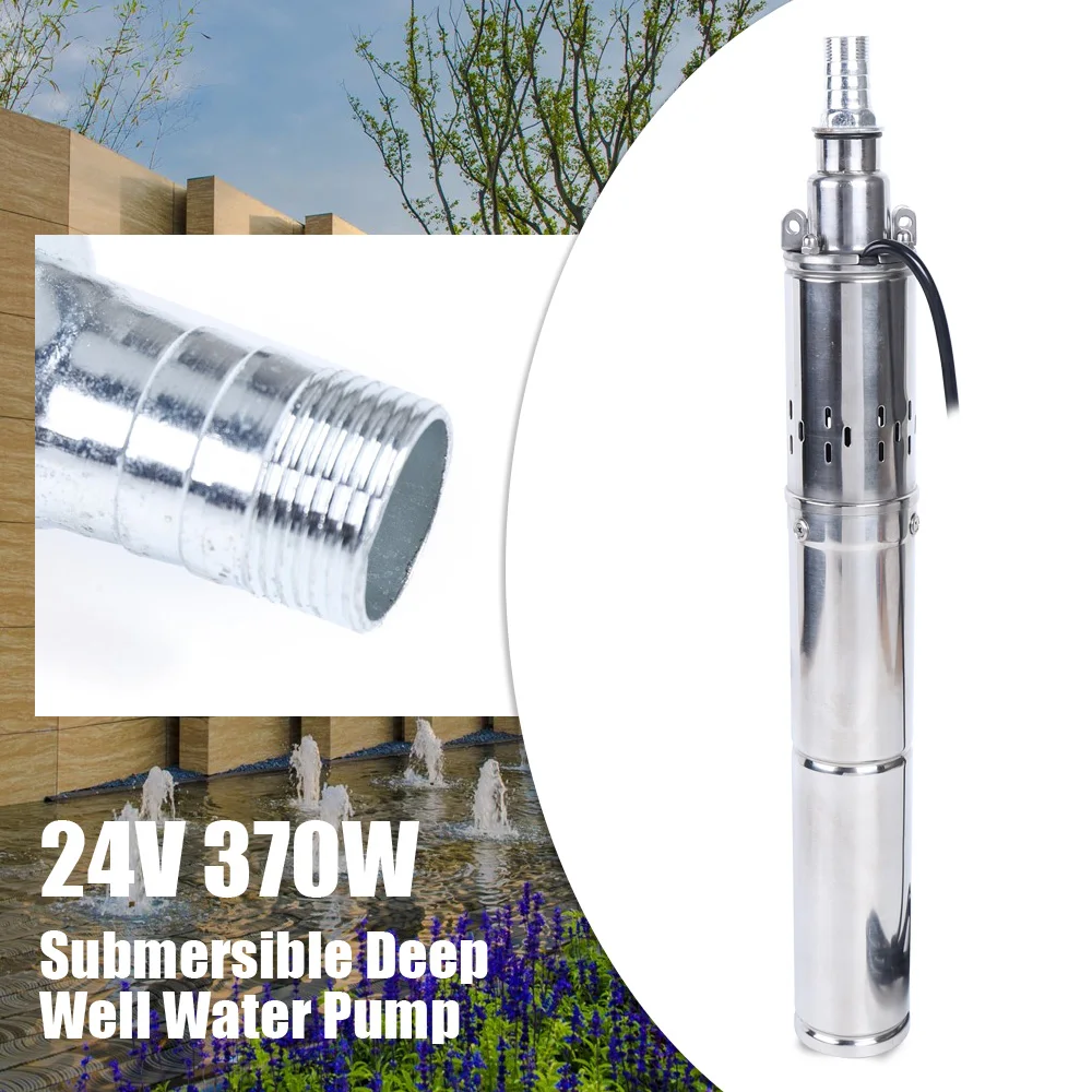 24V 370W Solar Power Water Pump Farm Ranch Submersible Bore Hole Deep Well DC 2860R/Min