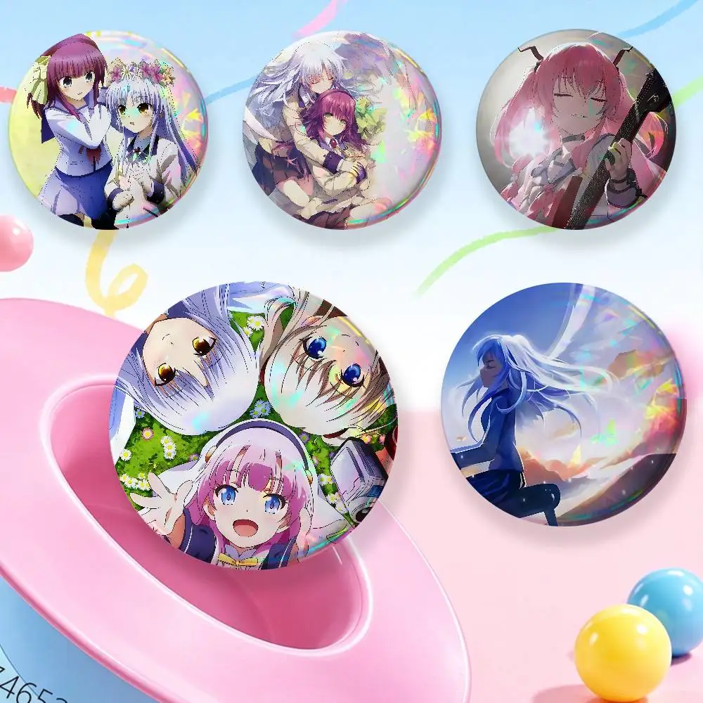 FOR Angel Beats Yuri Badge Set Glass Shine Brooches Lapel Backpack Costume Gifts Decoration birthday