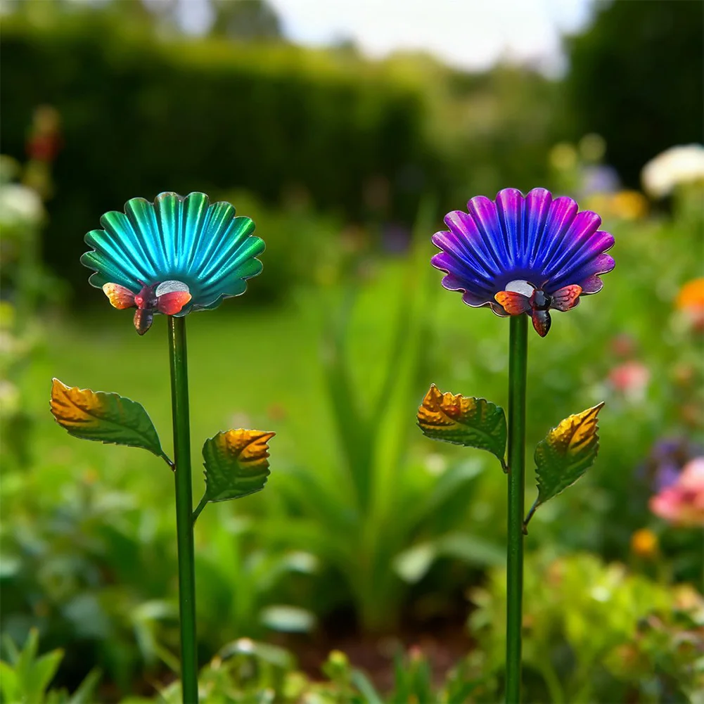 Garden Wrought Iron Flowers Decor Animal Food Cups Multi-color Flower Grass Lawn Layout Bees Animals  Metal Water Dispensers