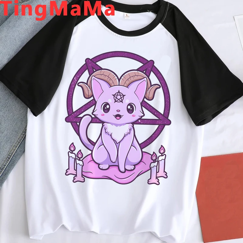 Harajuku Y2k Pastel Goth T Shirt Men Women Kawaii Cartoon Gothic Clothes Shirt Unisex Graphic Tees Female Hip Hop T-shirt Male