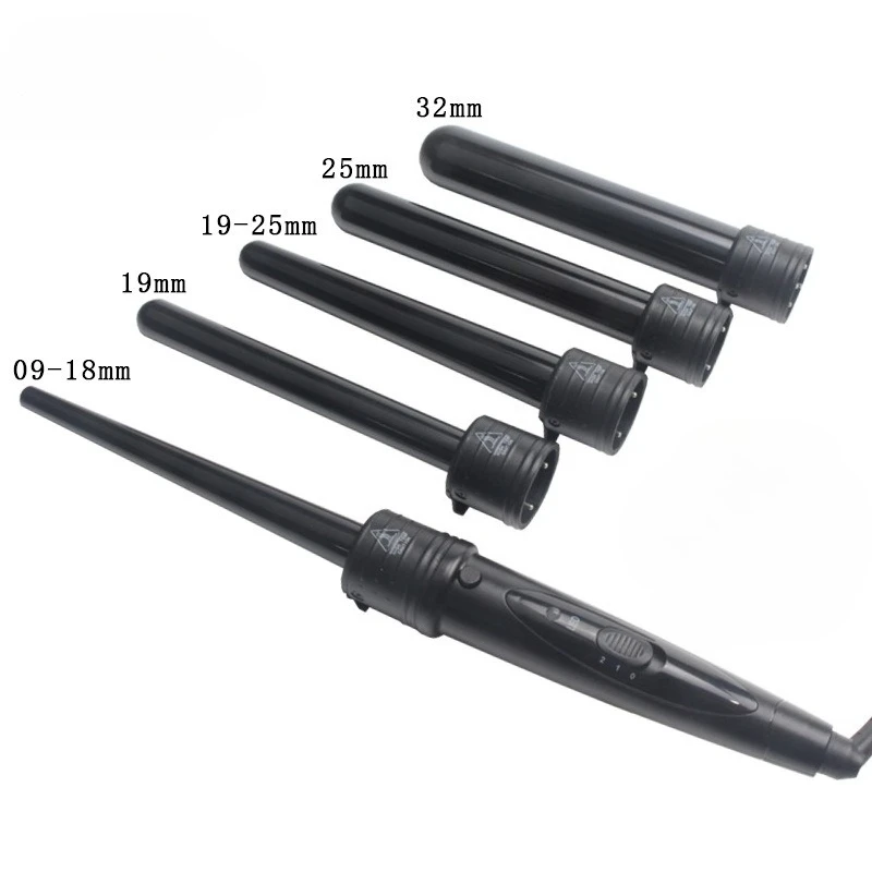 5-in-1 LED Curling Iron with Multiple Tubes Perm Stick Free Combination 360° Rotating 2.5M Power Cord PTC Quick Heating