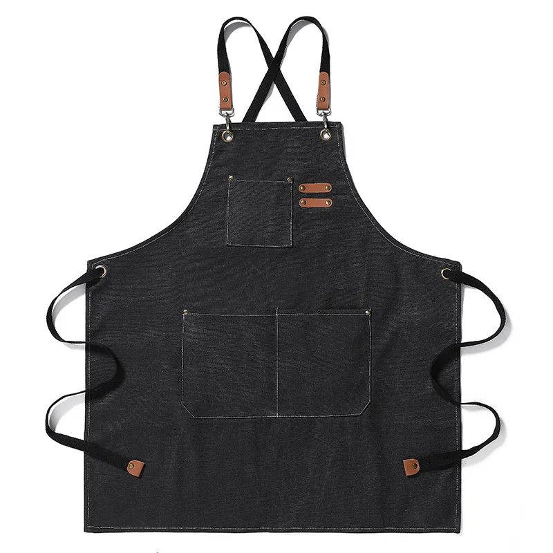 

Thickened Canvas Denim Apron Barber Roast Coffee Gardening Restaurant Overalls Security Protection Work Wear Clothes Supplies