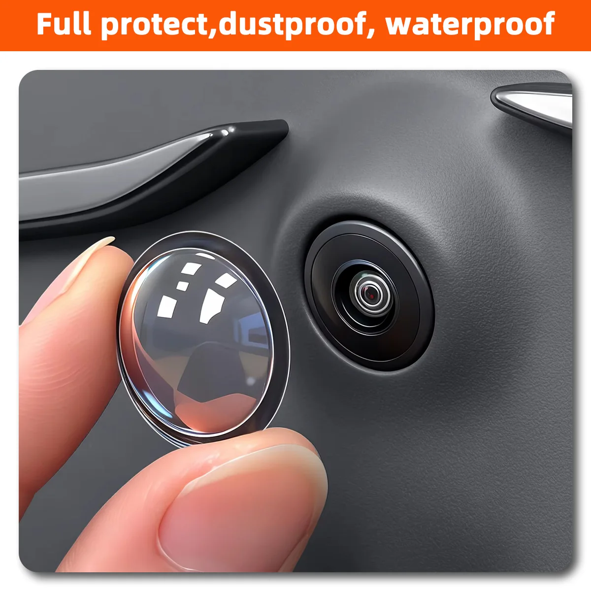 Autokamera-Schutzabdeckung 360 ° Panoramisches, kratzfestes, wasserdichtes, staubdichtes, transparentes Klebeschutzschild für externe Autokamerateile – Detail 2