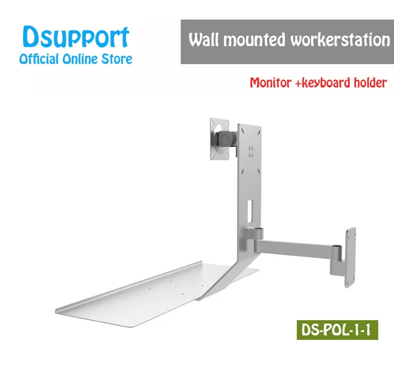 New Full Motion Monitor Keyboard Mount Holder Wall-Mount Sit-Stand Workstation