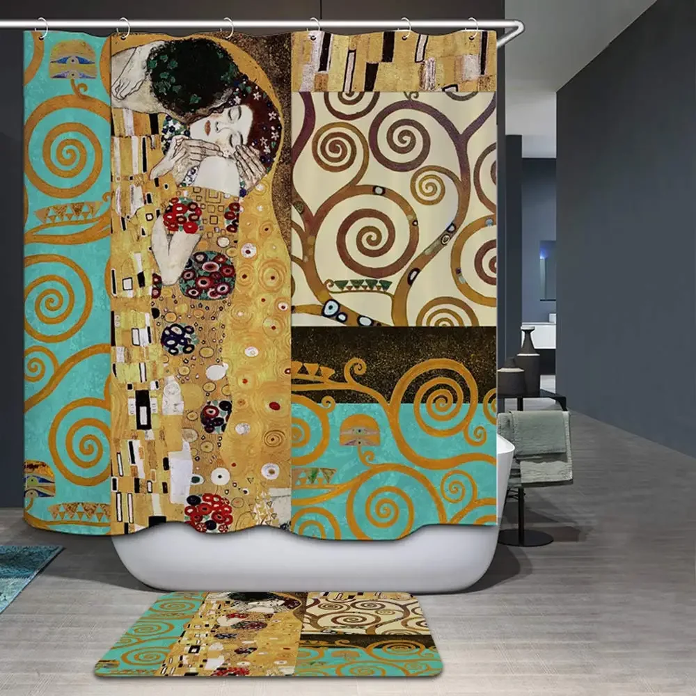 Waterproof Durable Polyester Material with Decorative Retro Klimt Picasso Artwork Print Curtain