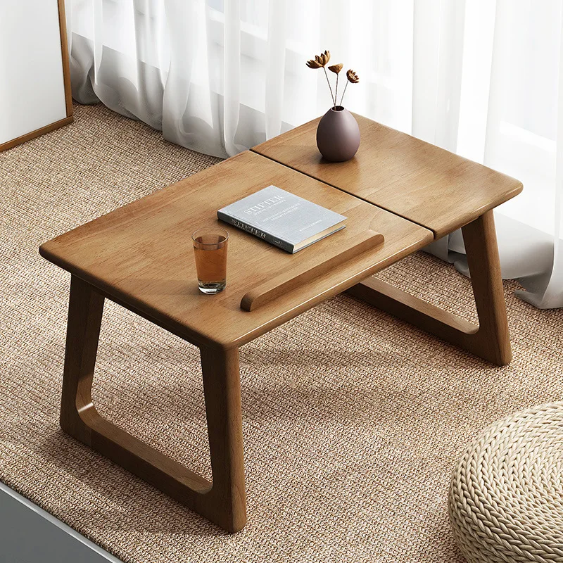 Solid Wood Laptop Desk Japanese Window Tatami Table Portable Bed Folding Tables Apartment Saves Space Coffee Tea Tables