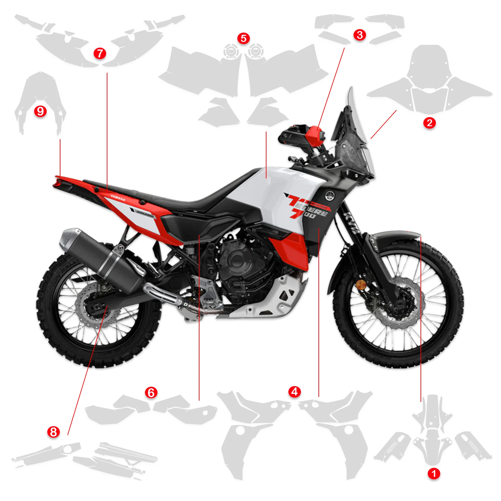 For YAMAHA T700 WORLD RAID Complete Paint Protection Film Real Material TPU Anti-scratch 2026 TENERE 700 WORLD RAID PPF