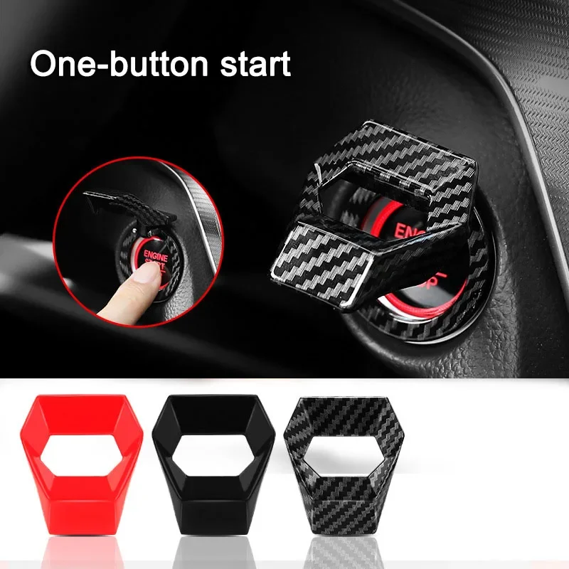 1pc Car engine one-click ignition,start,stop switch buttons Cover car interior stickers Decorative buttons stick in five colors