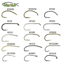 Vtwins 50 Classic Barb Barbless Fishing Fly Hook Dry Fly Wet Fly Jig Nymph gamberetti Nymph Caddis Streamer Fly Tying Hook #2-#2/0