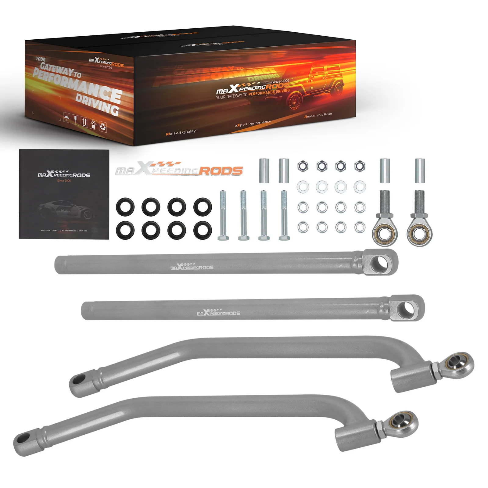 MaXpeedingrods 4x Rear High Clearance Carbon Steel Radius Rods Bars Kit for Polaris RZR 1000 XP 4 EPS 2016 ATV