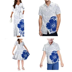 Polynesian Tribe House Party Set Samoan Nation Lady Elegant Dress Girl Dress Boys Shirt And Men Aloha Shirt