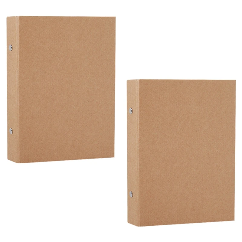 2Pcs A5 Refillable Ring Binder,A5 Kraft Paper Binder Tray with 2 Rings To Add Loose Sheets,A5 Kraft Paper Folders