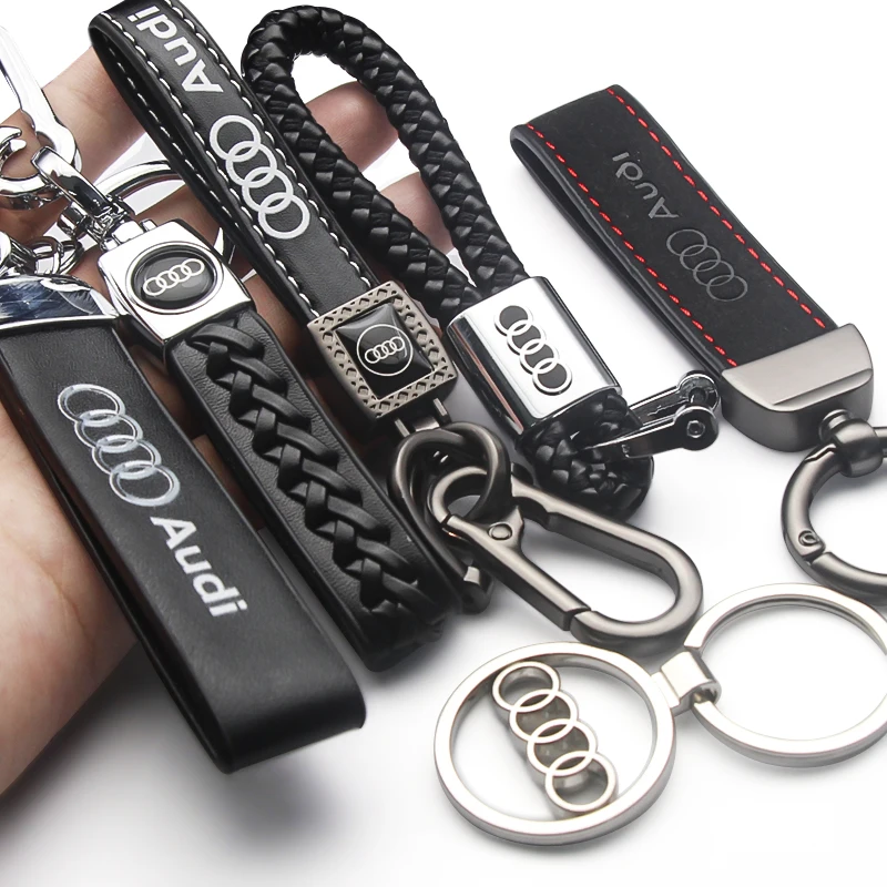 Car Metal Keychain Fashion Creative Leather Key Holder Key Case Ring For A4 B5 B6 A3 8P 8V 8L A5 A6 C6 C5 A1 A7 A8 Q2 Q3 TT