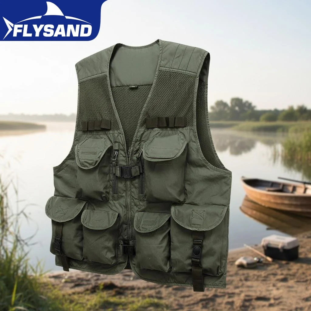 

Men Fishing Vest 10 Pockets Breathable Mesh Outdoor Hunting Fishing Gear High Quality Durable Sport Fishing Vest for Men