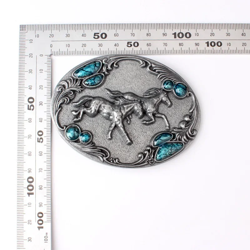 Two Running Horses Belt Buckle for 3.8cm  Animal Western