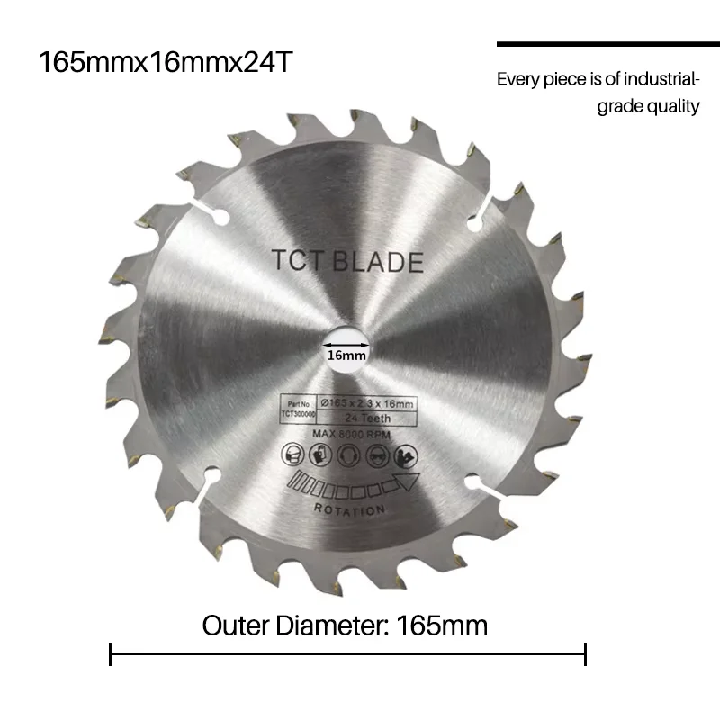 XCAN 165mm Cirkelzaagblad TCT Carbide Zaagblad Voor Houtbewerking Snijgereedschappen Hout Slijpschijf 24/40/48/60T