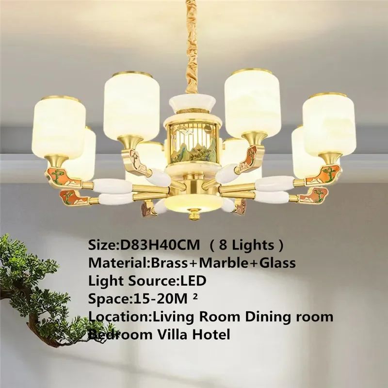 BROTHER Contemporary Luxury Brass Pendent Lamp  Chinese style Living Room Dining Room Bedroom Villa Hotel Sample Room Chandelier