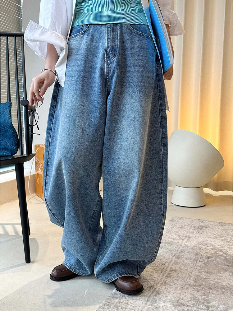 FANAN Fashion Washed Loose Jeans For Women High Waist Straight Wide Leg Denim Pants Korean Style Clothing Female 2026 Spring New