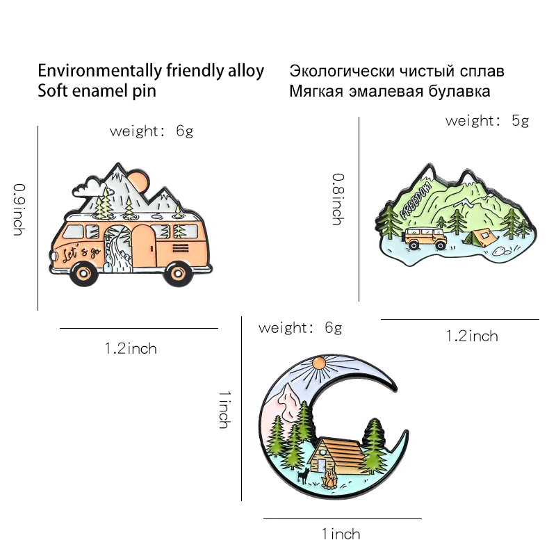 Pin Club | Camping Adventure Brooch Outdoors Mountain Nature Tree River Backpack Hat Badge  Alloy Accessories Gift for Explorer