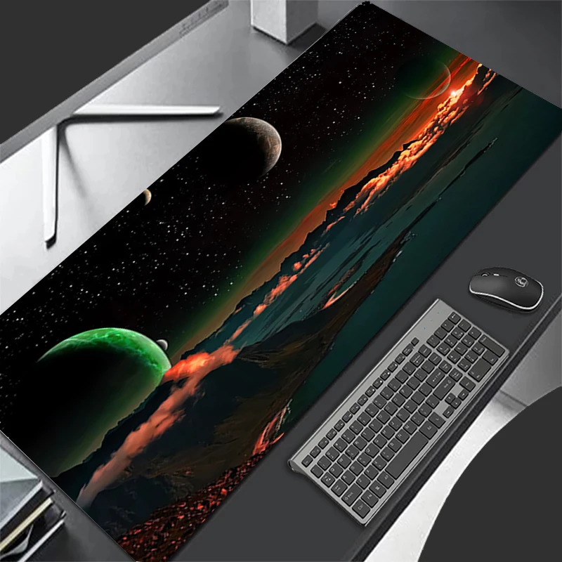 Tapete de mesa gamer bonito planeta mousepads pc mouse pad almofadas de mesa de escritório grande mousepad antiderrapante tapetes de mouse para computador presente xxl