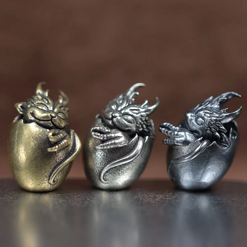 아기 드래곤 에그 입상 황동 나이프 비드, EDC 야외 DIY 우븐 파라코드 생존 팔찌 액세서리, 키체인 랜야드 펜던트