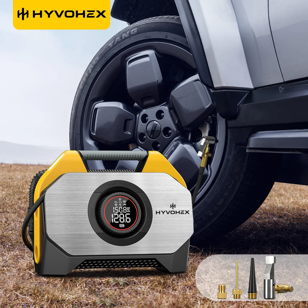 T8 Tire Inflator Portable Air Compressor for Heavy-duty Vehicle, Cordless Air Pump for Car & Inflatables with 19200 mAh Battery, 1.5 CFM@0 PSI or 42 L/Min@0 PSI, 100% Duty Cycle & Dual Cylinder For Pickups, Trucks, Car Accessories