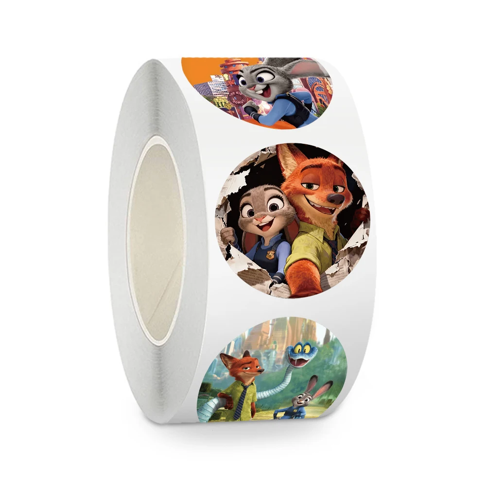 

500pcs/roll Disney Zootopia 2 Anime Sealing Stickers Funny Cartoon Reward Decals DIY Scrapbook Phone Guitar Sticker Decoration