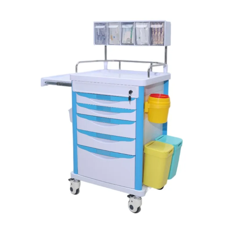 Medical ABS Emergency Room Treatment Trolley Crash Cart in Hospital With 5 Drawers