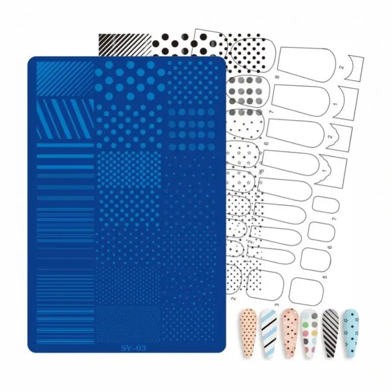 New 1 Sheet Etched Nail Art Stencil High-Precision Bow Flower Lace Checkered Nail Decal Sheets Reusable Manicure Transfer Tool