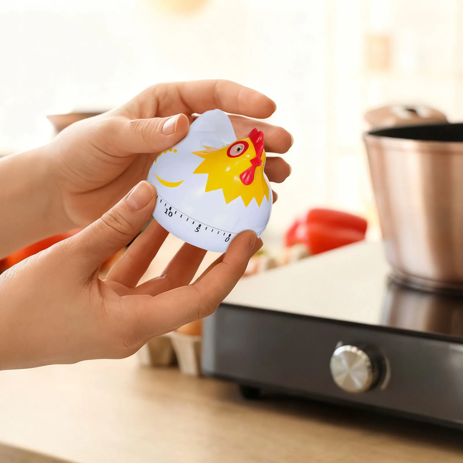 

2pcs Cartoon Timer Mechanical Kitchen Cooking Timer For Kids Learning Time Management Hen Shape Plastic Baking Tool Home
