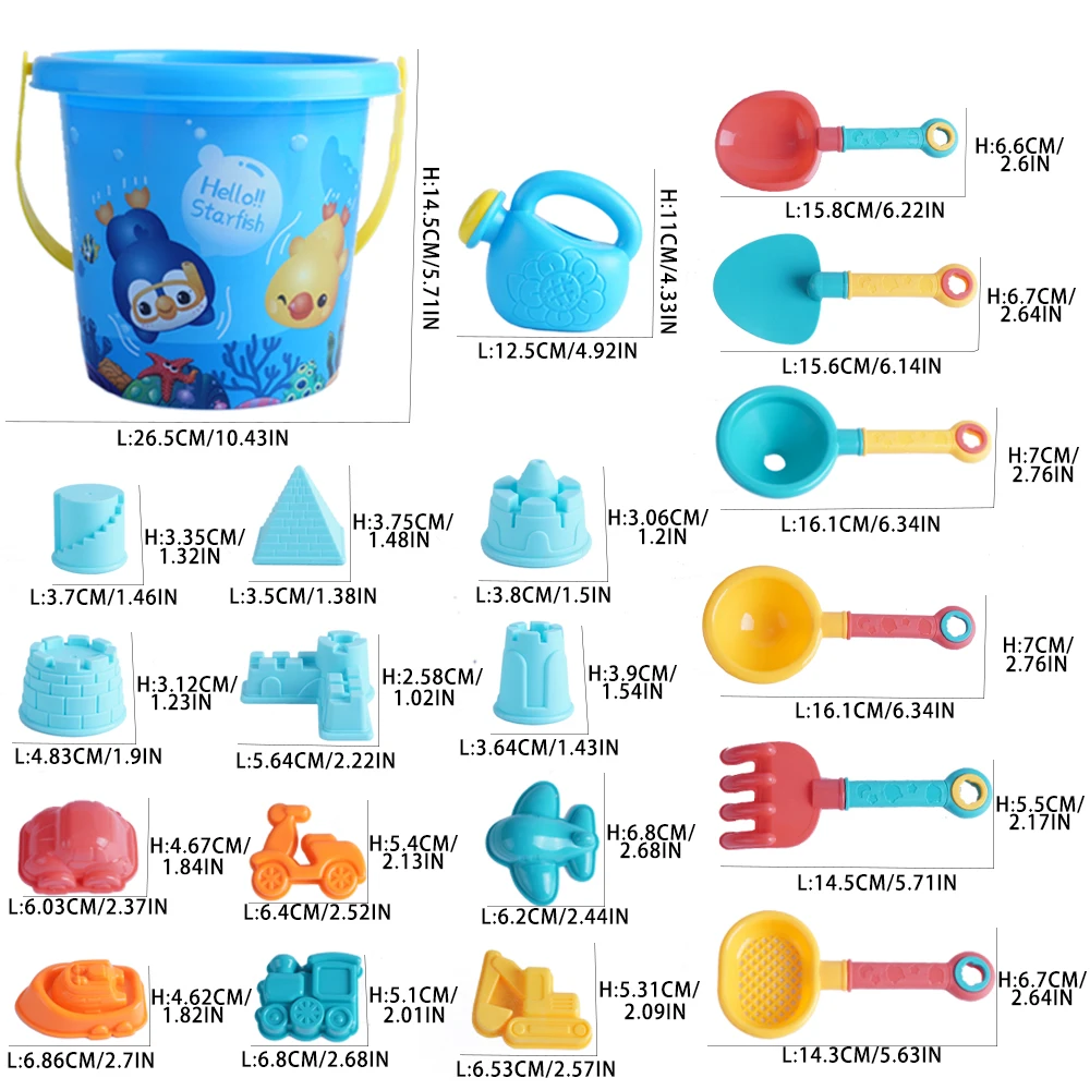 20Pcs Beach Toys Set Summer Outdoor Games Sand Play Plastic Bucket Watering Bottle Shovels Panda Beach Water Game Toy Tools Gift