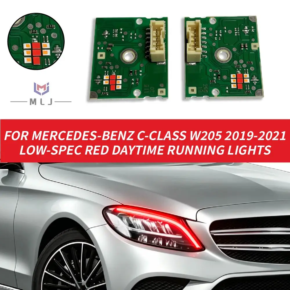 red-drl-light-source-chip-boards-module-motorsport-style-upgrade-replacement-parts-for-mercedes-c-class-w205-2019-2021-low-spec