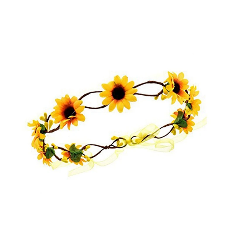 

3X Floral Autumn Sunflower Crown Hair Accessories Bridal Tiara Holiday Hair With Sunflower Hair Accessories