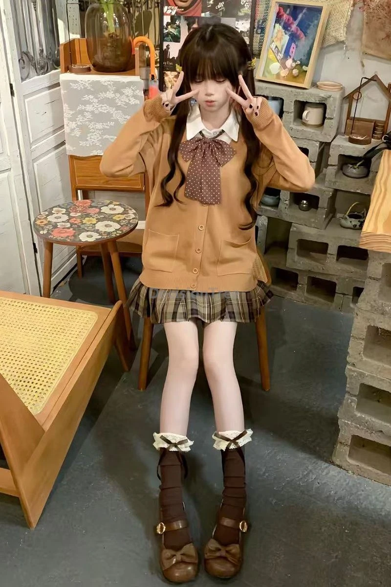 

2025 cute girl sensation academy style jk uniform winter thicken warm vest outfit fashionable sweet campus daily wearing outfit