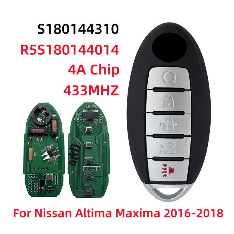 

S180144310 433 МГц 4A чип HITAG AES для NISSAN Altima Teana Maxima2016 2017 2018 умный удаленный ключ от машины 5BT FCCID: KR5S180144014