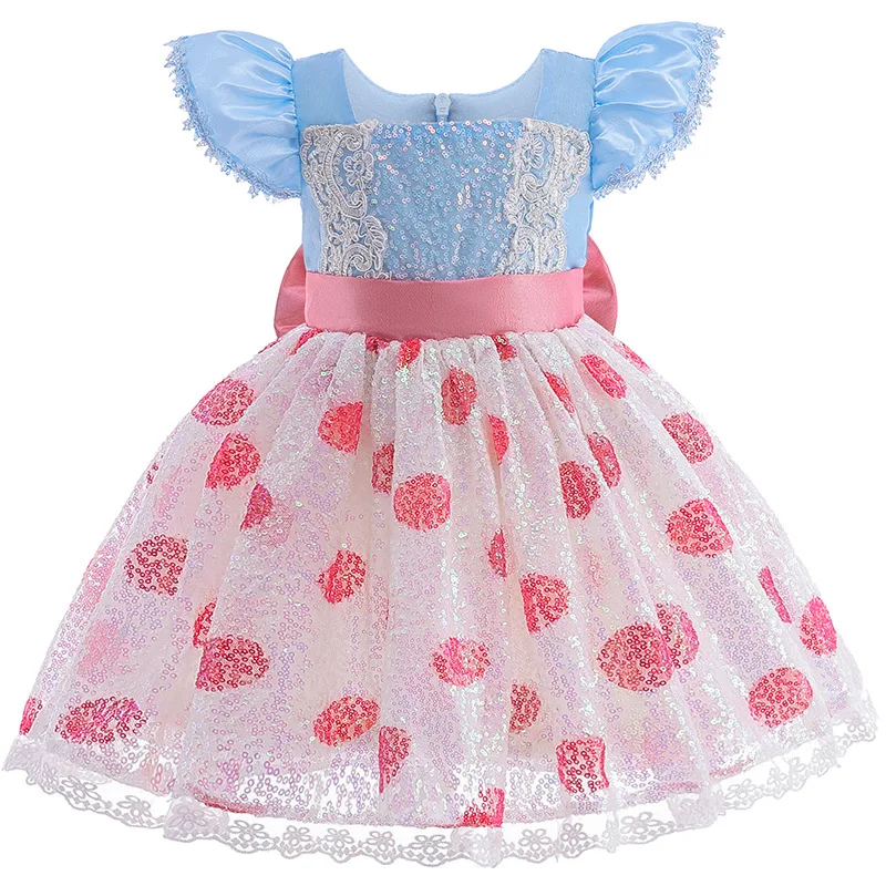 2025 Girl Festive Dress For Girls Cute Polka Dot Fancy Dresses with hairband Babies Princess Dress Children's Elegant Gown