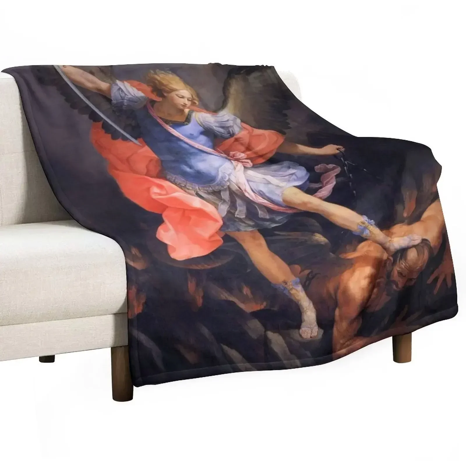 St Michael Archangel Angel Catholic Saint Devotion Throw Blanket Bed Sofa Quilt Blankets