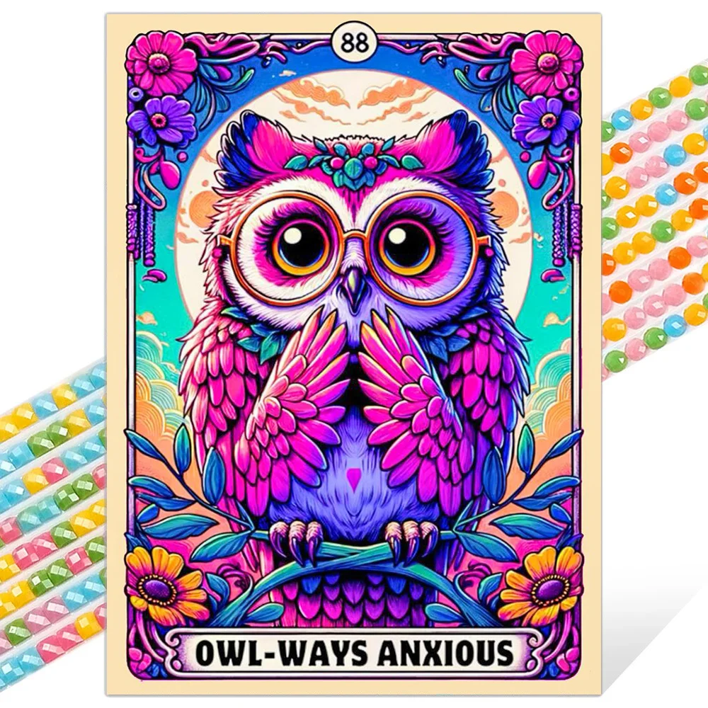 

2pcs/Set 5D DIY Owl Tarot Card Diamond Painting Kit Art Rhinestone Cross Stitch Kits Handmade Diamond Mosaic Embroidery Gift