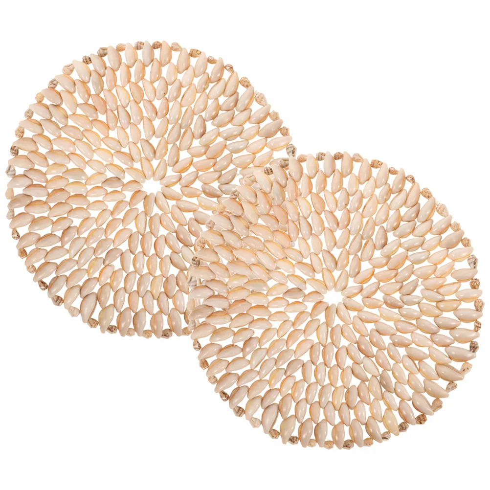 

2pcs Natural Shell Heat Insulation Cup Coasters For Home Restaurant Nautical Drink Mats Beach Decorative Table Mats Sea Coasters
