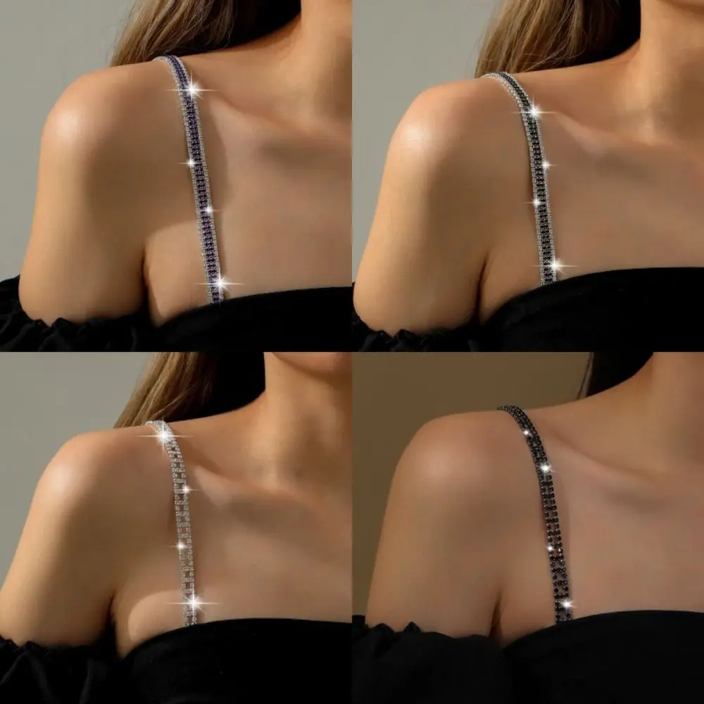 Off-the-shoulder Rhinestone Bra Straps Removable Sparkling Rhinestone Bra Shoulder Belts Decorative Adjustable