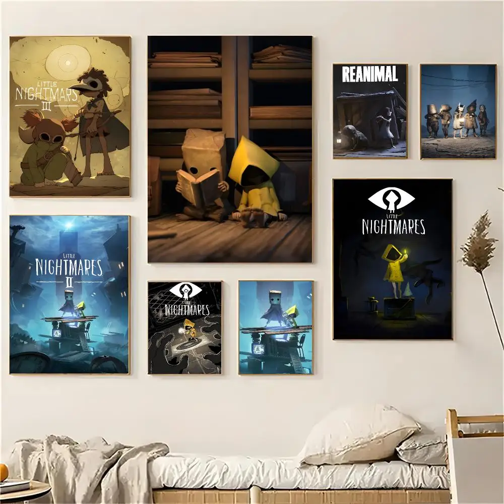 L-Little Nightmares Game Poster Self-adhesive Living Room Bedroom Party Bar Decor Moisture-proof Fade-resistant HD