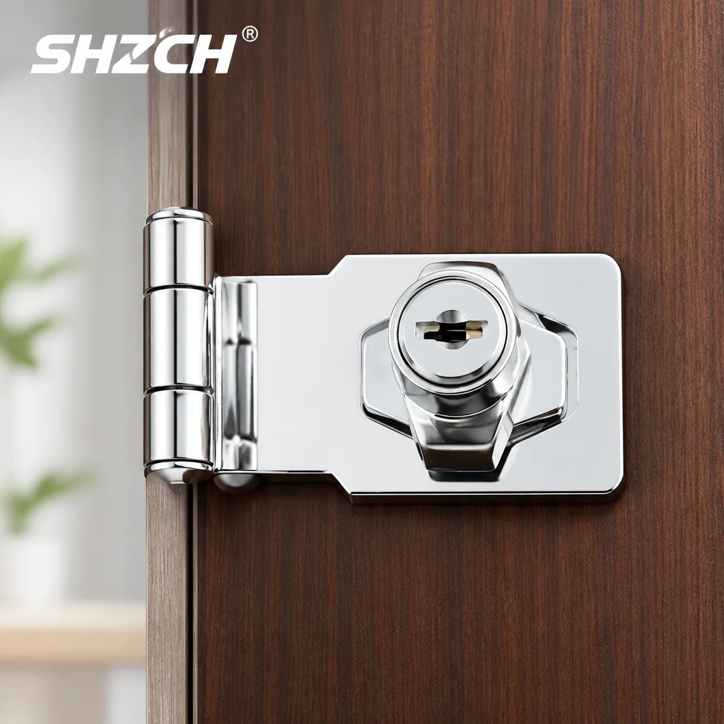 Locking Hasp Staple Household Lock with Keys Padlock Cupboard Cabinet Shed Garage Mailbox Drawers Lock Home Security Hardware
