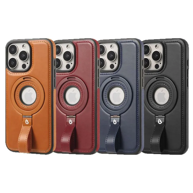 

Magnetic Bracket Leather Phone Case For Iphone 16 15 14 13 12 Pro Max Plus 16Pro 15Pro 14Pro Lanyard Phone Case Cover Hard Shell