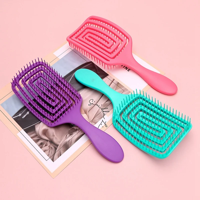 

2X Hairbrush Hair Scalp Massage Comb Wet Dry Curly Detangle Hair Brush Salon Hairdressing Styling Tools