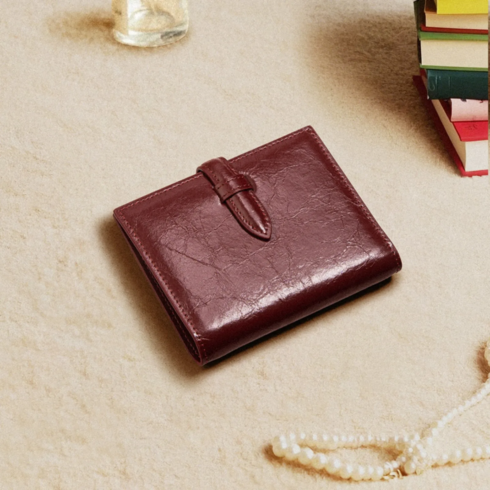 ITAMOOD Damski portfel z prawdziwej skóry z dużym miejscem na karty Czerwony Luksusowy oryginalny designerski lekki portfel Prezent urodzinowy