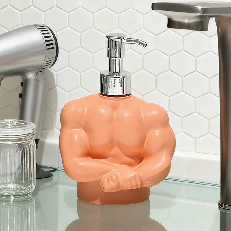 

1Pcs Muscle Man Soap Dispenser Accurate Pump Control Leak-Proof Design Body Wash Dispenser Bathroom Decor