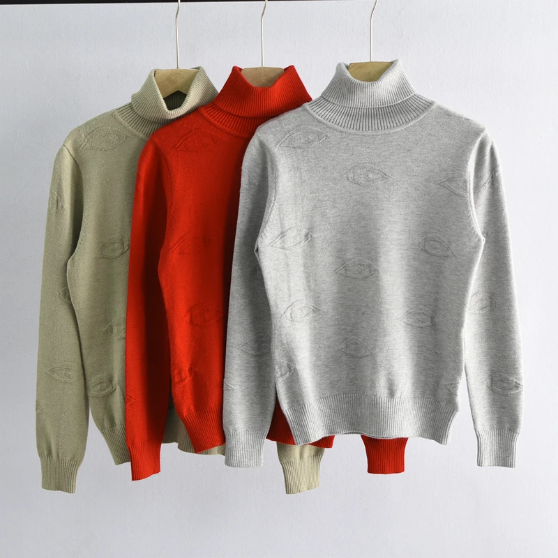 

Retro High Collar Knitted Sweater Women's Slim Fit Long Sve Pure Color Inner Design Autumn Winter Thermal Comfortable Top