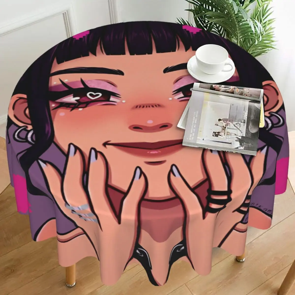 

KPop Demon Hunters Tablecloth Zoey Polyester Round Table Cover Elegant Design Table Cloth For Events Christmas Party